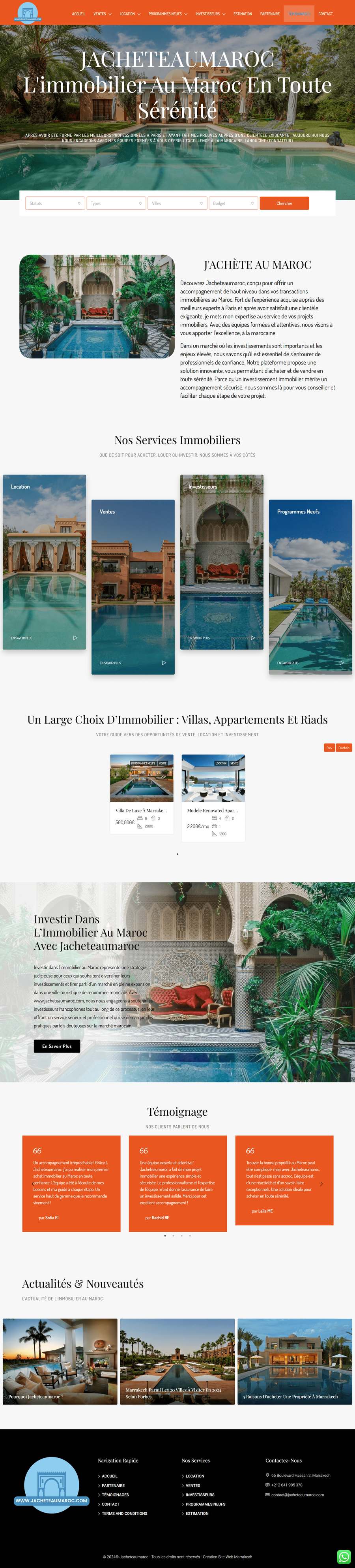 Réalisation site web Marrakech - Jacheteau Maroc