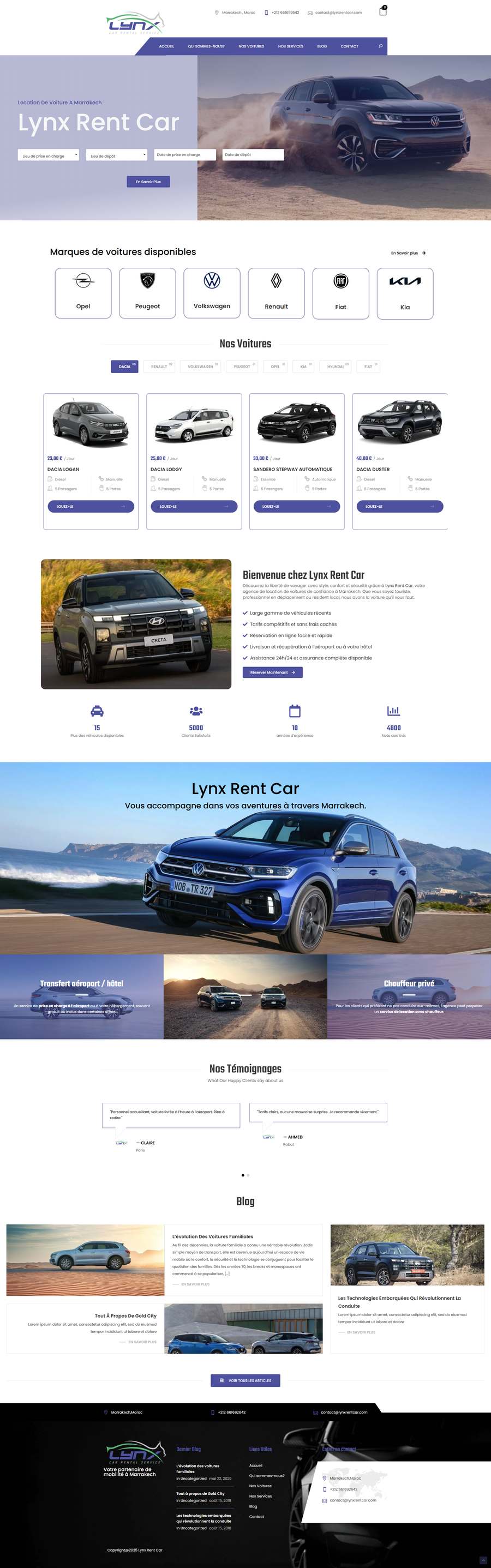 Réalisation site web Marrakech - Lynxrent car