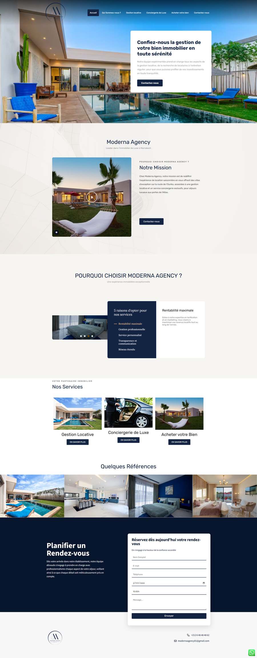 Réalisation site web Marrakech - Moderna Agency